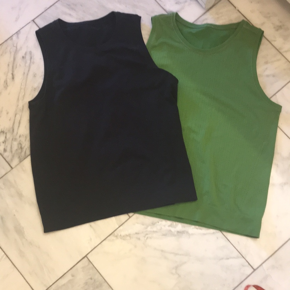 Athleta Black and Green In Motion Tank Tops